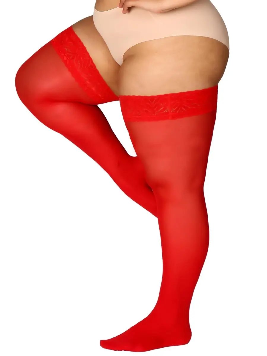 Plus Size Thigh High Stockings Silky Pantyhose - Love Salve